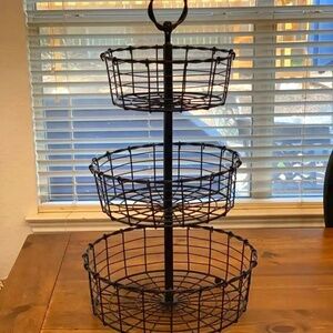 Beautiful Large Woven Black 3-Tier Basket for Home or Parties or Decor!